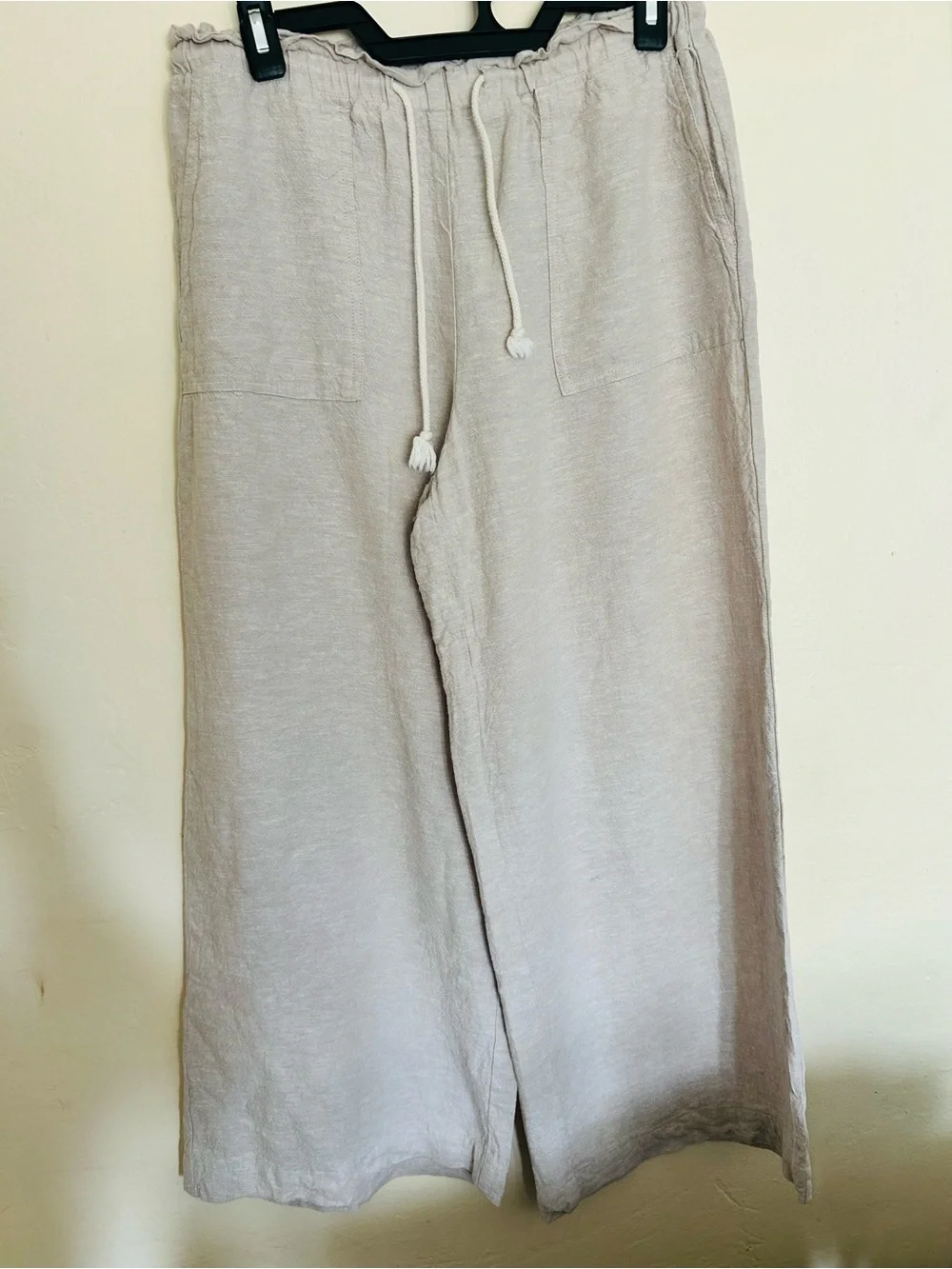 Calypso St. Barth Light Beige Linen Drawstring Joggers Small